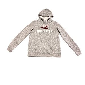 Hollister California Hoodie Pullover Sweatshirt Gray Red Logo Women's Medium